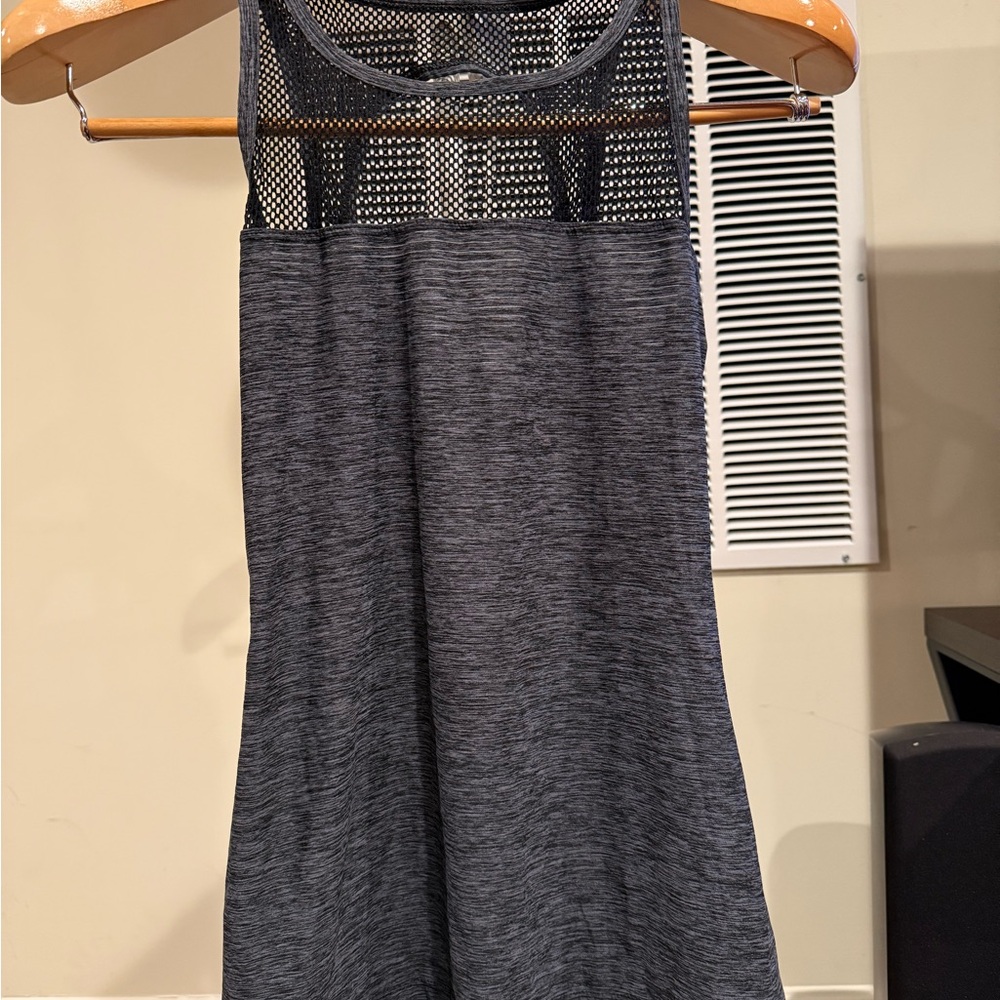 Gray Sleeveless Mesh Top